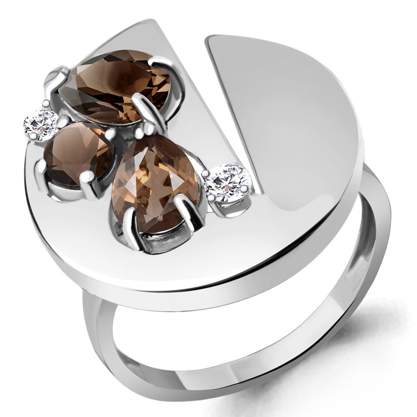 Кольцо, серебро, раухтопаз, 6953601А.5